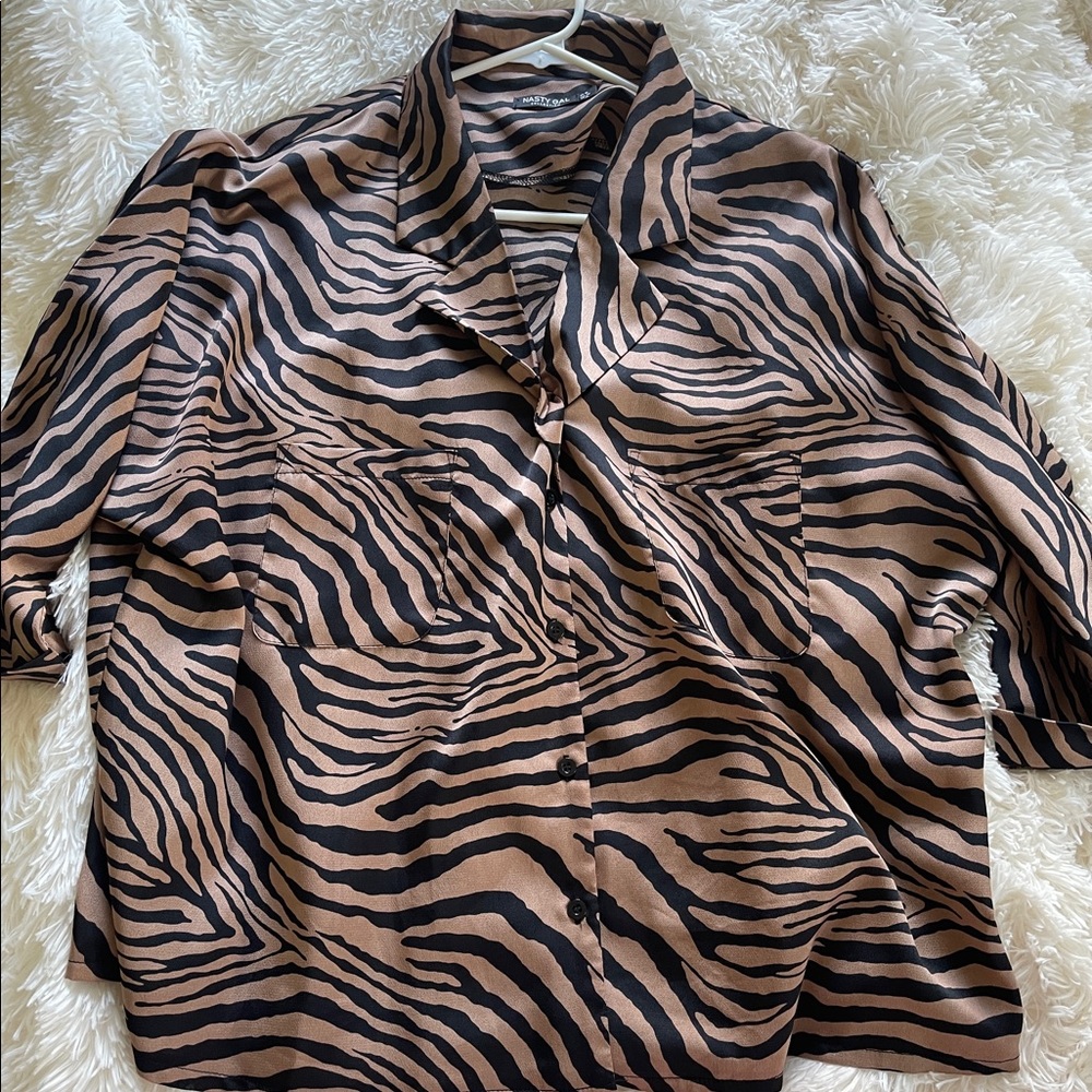 Animal print button up